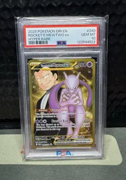 2025 Pokemon Destined Rivals Rockets Mewtwo EX Hyper Rare PSA 10 - Image 1
