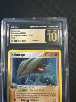 Pokemon Kabutops Ex Legend Maker 7/92 Holo CGC Pristine 10 2006 Swirl pop 3 - Image 3
