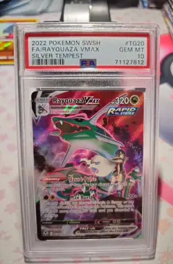 2022 POKEMON SWORD SHIELD SILVER TEMPEST TG20 FULL ART RAYQUAZA VMAX PSA 10 GEM - Image 1