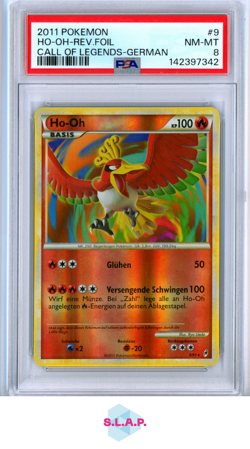 HO-OH-REV.FOIL CALL OF LEGENDS-GERMAN POKEMON CALL OF LEGENDS 2011 9 PSA 8 - Image 1
