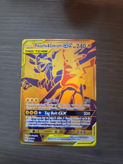 Pokemon TCG Zekrom and Pikachu GX SM248 2021 Black Star Promo Gold Full Art NM - Image 1