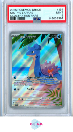 MISTY'S LAPRAS ILL RARE POKEMON GER DRI DE-DESTINED RIVALS 2025 194 PSA 9 - Image 1
