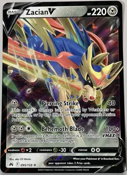 Pokemon Crown Zenith Zacian V Basic Oversized HoloFoil Ultra Rare #095/159 - Image 1