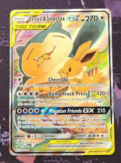Pokemon: SM Promos: Holofoil Eevee & Snorlax GX: Lightly Played Condition - Image 1