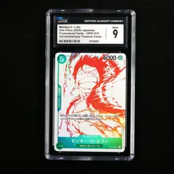 CGC 9 MINT 2025 One Piece 3rd Anni JPN Monkey D. Luffy OP07-033 UC - Image 2