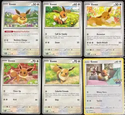 Eevee Pokemon TCG Collection From 6 Different Art/Set English Cards NM - Image 1