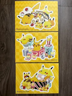 Pokemon Center Online Pikachu 3set Japanese Sticker Rare Nintendo Promo 2017 - Image 1