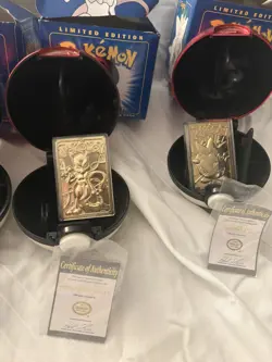1999 Burger King Pokemon 23K Gold Plated Cards Set of 4: Mewtwo Pikachu +2 More - Image 3