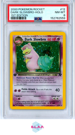 DARK SLOWBRO-HOLO 1ST EDITION POKEMON ROCKET 2000 12 PSA 8 - Image 1