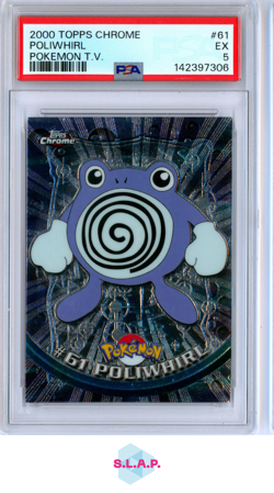 POLIWHIRL POKEMON T.V. TOPPS CHROME POKEMON T.V. 2000 61 PSA 5 - Image 1