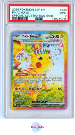 PIKACHU EX SPECI4L ILL RARE POKEMON SSP EN-SURGING SPARKS 2024 238 PSA 9 - Image 1
