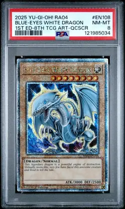 Blue-Eyes White Dragon (7th Art) Quarter Century Secret Rare 2025 Yugioh PSA 8 - Image 1