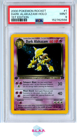 DARK ALAKAZAM-HOLO 1ST EDITION POKEMON ROCKET 2000 1 PSA 9 - Image 1