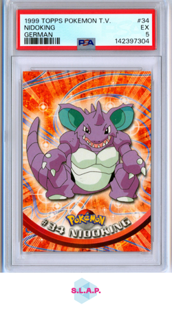 NIDOKING GERMAN TOPPS POKEMON TV 1999 34 PSA 5 - Image 1