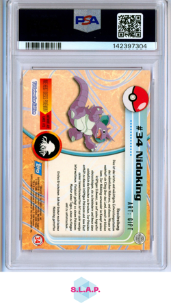 NIDOKING GERMAN TOPPS POKEMON TV 1999 34 PSA 5 - Image 2