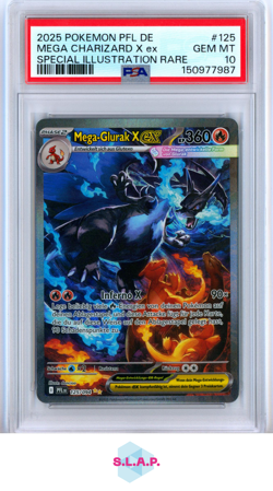 MEGA CHARIZARD X EX SPEC ILL RARE POKEMON GER PFL PHANTAS FLAMES 2025 125 PSA 10 - Image 1