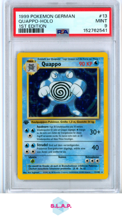 QUAPPO-HOLO 1ST EDITION POKEMON GERMAN 1999 13 PSA 9 - Image 1