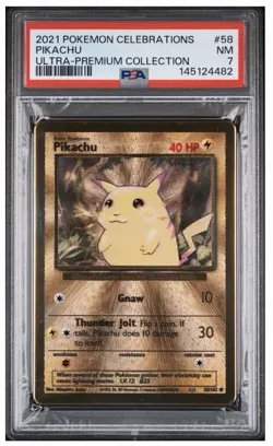 2021 Pokemon TCG Celebrations Pikachu Metal Promo - UPC - PSA 7 Near Mint - Image 1