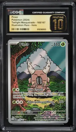 Pokemon Twilight Masquerade Pinsir Illustration Rare 168/167 CGC Pristine 10 - Image 1