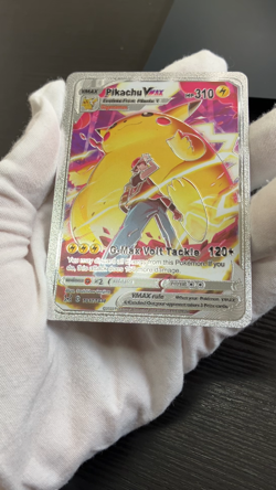 Pikachu Vmax Silver Foil Fan Art Vinyl Collector Pokemon Card Costumed - Image 2