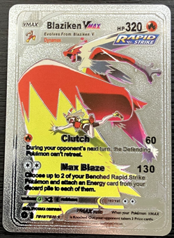 Blaziken Vmax Silver Foil Fan Art Vinyl Collector Pokemon Card Costumed - Image 1
