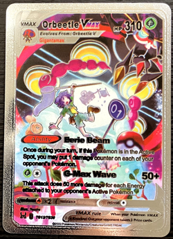 Orbeetle Vmax Silver Foil Fan Art Vinyl Collector Pokemon Card Costumed - Image 1