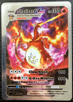 Charizard Vmax Silver Foil Fan Art Vinyl Collector Pokemon Card Costumed - Image 1
