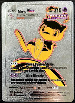 Mew Vmax Silver Foil Fan Art Vinyl Collector Pokemon Card Costumed - Image 1