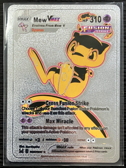 Mew Vmax Silver Foil Fan Art Vinyl Collector Pokemon Card Costumed - Image 4