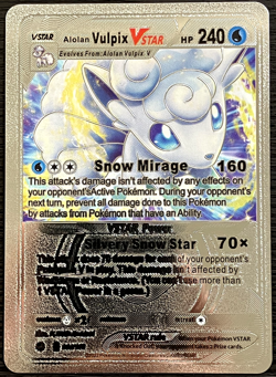 Vulpix Vstar Silver Foil Fan Art Vinyl Collector Pokemon Card Costumed - Image 1