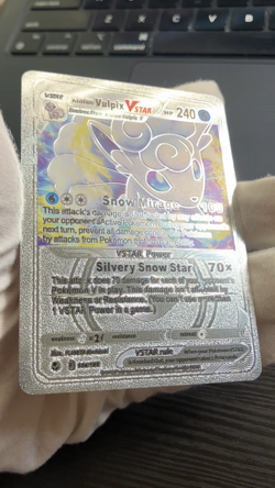 Vulpix Vstar Silver Foil Fan Art Vinyl Collector Pokemon Card Costumed - Image 2