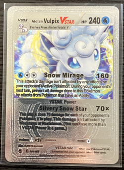Vulpix Vstar Silver Foil Fan Art Vinyl Collector Pokemon Card Costumed - Image 4