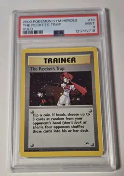 Pokemon Card The Rocket's Trap 19/132 Holo Foil Gym Heroes PSA 9 MINT - Image 1