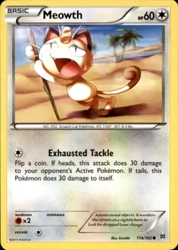 Meowth 114/162 Common BREAKthrough Pokemon NM - Image 1