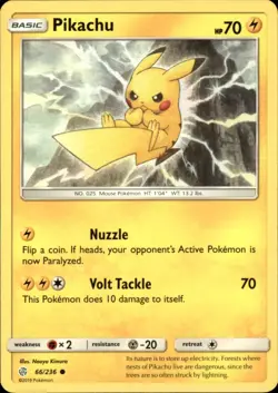 Pikachu 66/236 Common Cosmic Eclipse Pokemon NM - Image 1