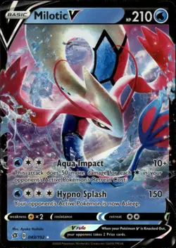 Milotic V 043/192 Holo V Rare Rebel Clash Pokemon LP - Image 1