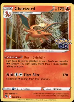 Charizard 010/078 Holo Rare Pokemon GO Holo NM - Image 1