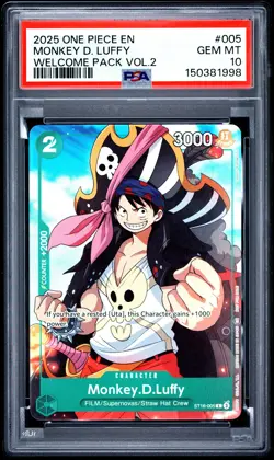 2025 ONE PIECE WELCOME PACK VOL.2 #005 MONKEY D. LUFFY PSA 10 - Image 1