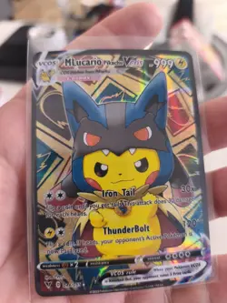 Pokemon CCG Lucario Pikachu Poncho Custom CCG Karte In Top Zustand Custom Card - Image 1