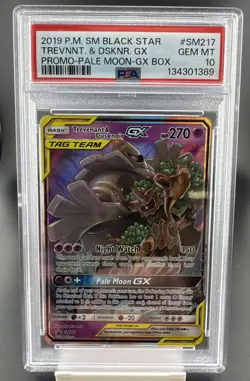 2019 Pokemon SM Black Star Trevenant & Dusknoir GX SM217 Promo Pale Moon PSA 10 - Image 1