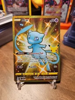 Mew 025/025 Secret Rare Celebrations 25th Anniversary Gold Pokemon Card TCG NM - Image 1