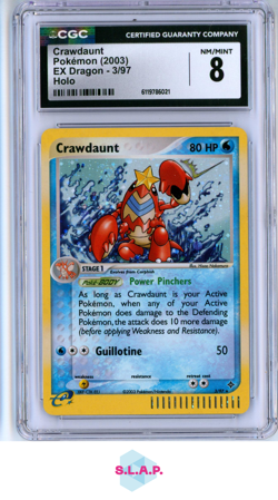 CRAWDAUNT EX DRAGON (2003 COPYRIGHT, W/ "E" SYMBOL) HOLO 3/97 POKEMON CGC 8 - Image 1