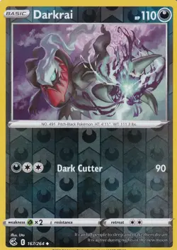 Darkrai 167/264 Uncommon Fusion Strike Pokemon Reverse Holo Near Mint - Image 1