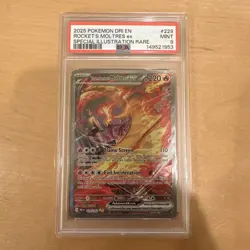 2025 POKEMON DRI EN-DESTINED RIVALS #229 TEAM ROCKET'S MOLTRES EX PSA 9 - Image 1