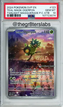 Teal Mask Ogerpon-2024 Black Star Promo-Twilight Masq. Pokemon Center ETB-PSA10 - Image 1