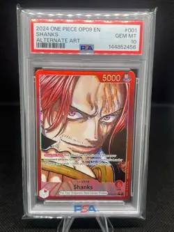 2024 ONE PIECE OP09-EMPERORS IN THE NEW WORLD ALTERNATE ART #001 SHANKS PSA 10 - Image 1