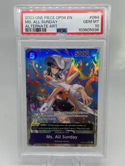 One Piece TCG – Ms. All Sunday PSA 10 GEM MT OP04-064 Alternate Art 2023 - Image 1