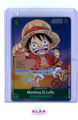 MONKEY. D. LUFFY ONE PIECE P-037 2023 !ST ANNIVERSAIRY STAMP HOLO ENGLISCH - Image 1