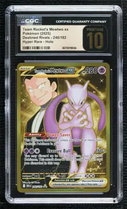 Hyper Rare - Team Rocket's Mewtwo ex Pokemon Destined Rivals (DRI) CGC 10 - Image 1
