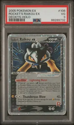 Pokemon Rocket's Raikou ex 108/107 Deoxys Holo Rare Vintage Pokemon PSA 3 POP 6 - Image 1